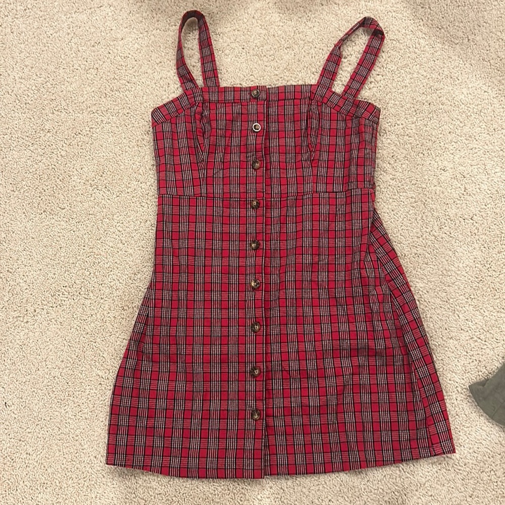 hollister red button up dress